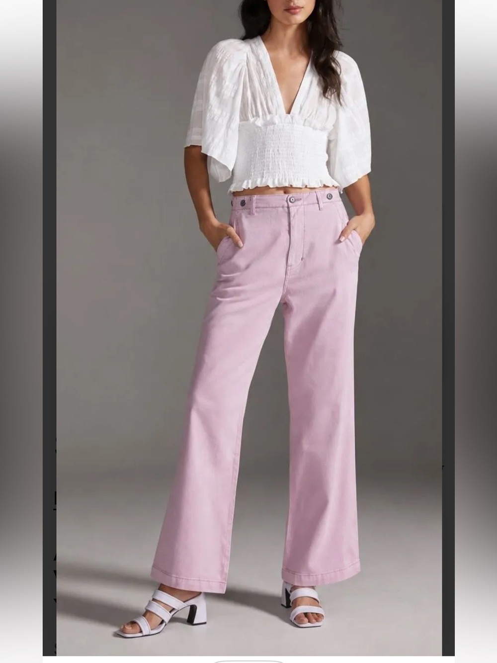 Anthropologie Pilcro Pink Wide Leg Utility Chino Pants 26 EUC